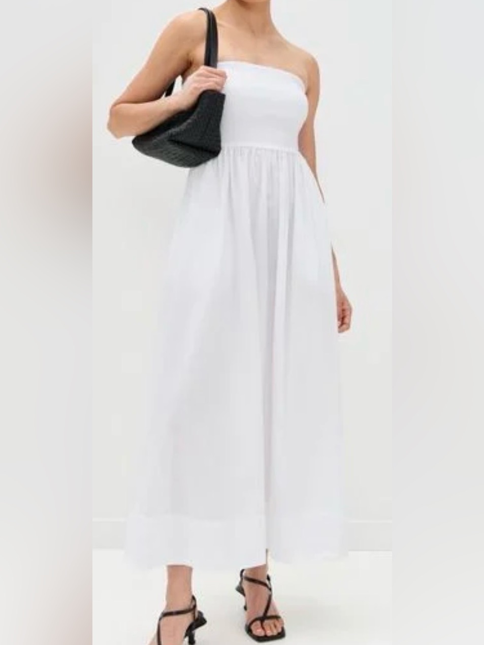 Enza Costa White Strapless Maxi Dress With Pockets